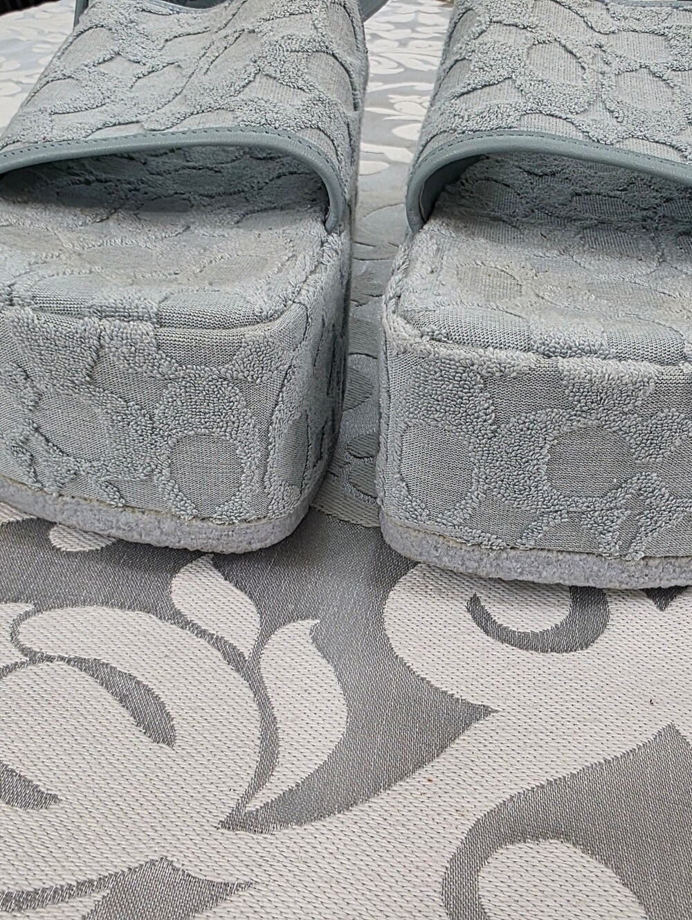 Coach Noelle Signature Sandals Baby Blue Terry Cloth Womens Platform Sz 9.5 B - Picture 11 of 15